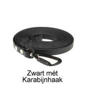 Zwarte biothane lijn riem hond met karabijnhaak