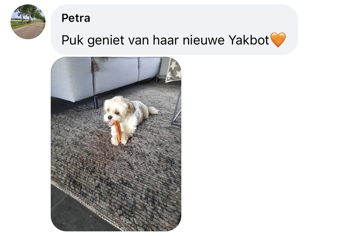 Yakbot yak kaas yakstaaf hond ervaring boomertje