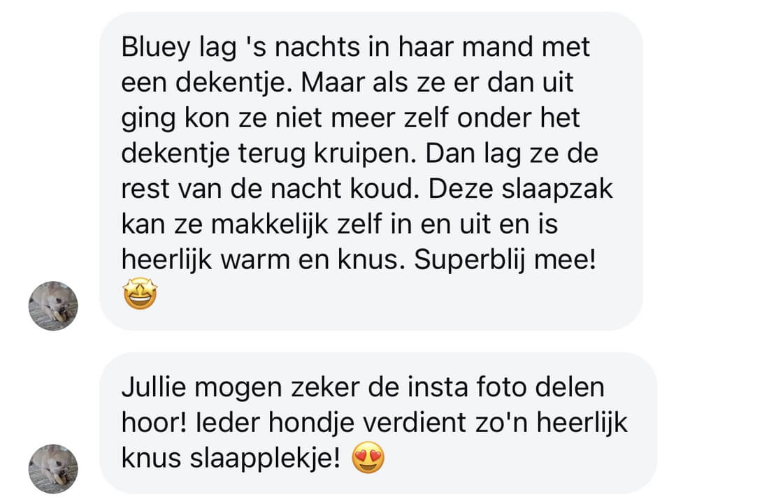 Slaapzak hond die open blijft staan