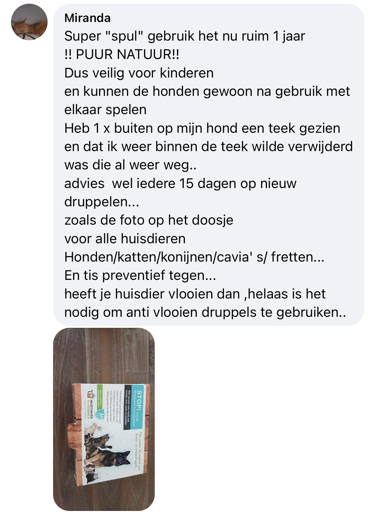 Ervaring stop animal bodyguard tegen vlooien en teken hond positieve recensie