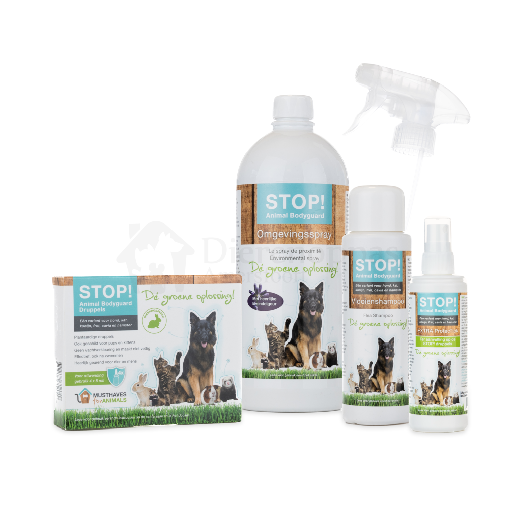 STOP! Anti-Vlooienshampoo / Droogshampoo hond & kat