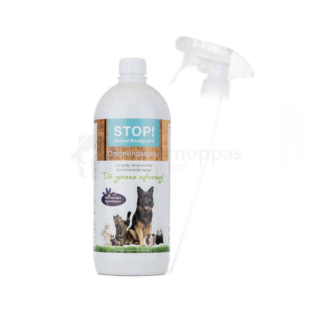 Picasso blaas gat plakband Natuurlijke STOP! Omgevingsspray tegen vlooien hond & kat 1 liter