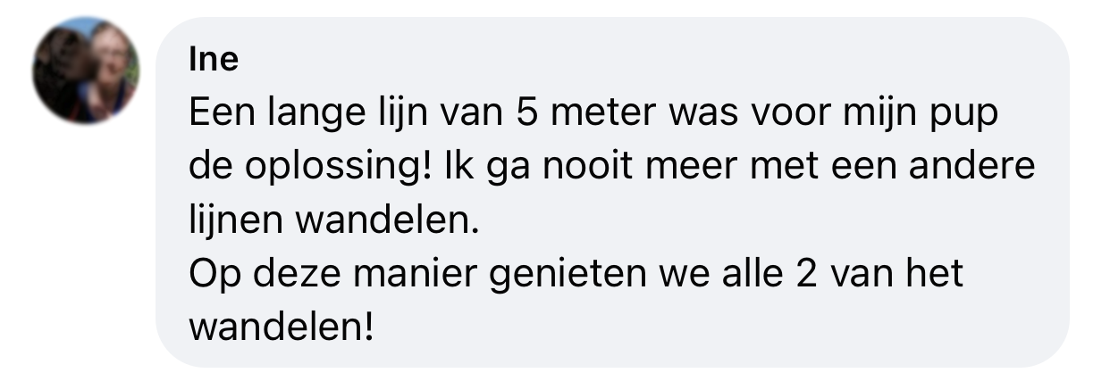 Lange lijn 5 meter is oplossing tegen trekken hond snuffelen