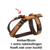 AnnyX Open harnas tuig niet over hoofd met 4 sluitingen halssluiting neksluiting amber bruin