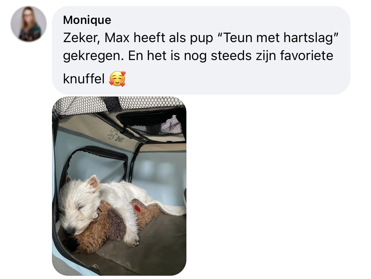 Hartslag hond teun knuffel met kloppend hartje puppy