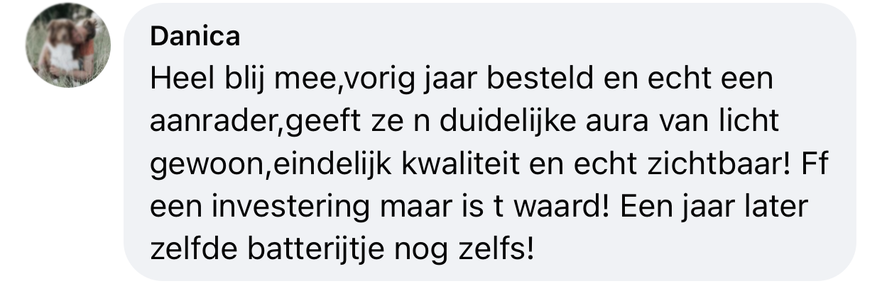 Lampje hond ervaring duidelijk licht batterij werkt goed