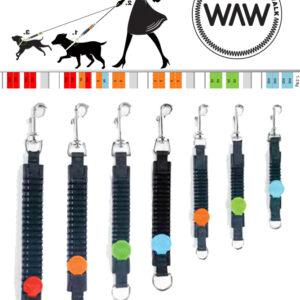 WAW Easy Dog walk anti-trek elastische hondenriem. Bungee anti shock trekveer met elastiek lijn. Schokdemper hond riem met anti-trek tussenstuk halsband tegen trekken Italie