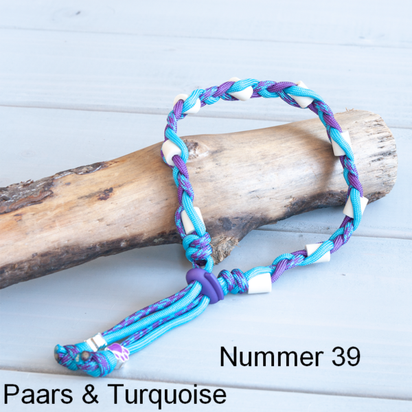 Natuurlijke anti tekenband EM-X keramiek keramische kralen teken vlooien band hond Turquise paars