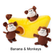 Zippy Burrow - Monkey 'n Banana - banaan aapjes speelgoed hond zippypaws