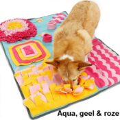 Snuffeldeken hond snuffelmat snuffel doek hersenwerk aqua roze denkspel honden