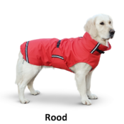 Regenjas winterjas jas hond fleece warm hond aankleden superfurdogs rainy winter regen rood kleur