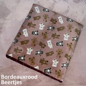 Slaapzak hond beertjes bordeauxrood