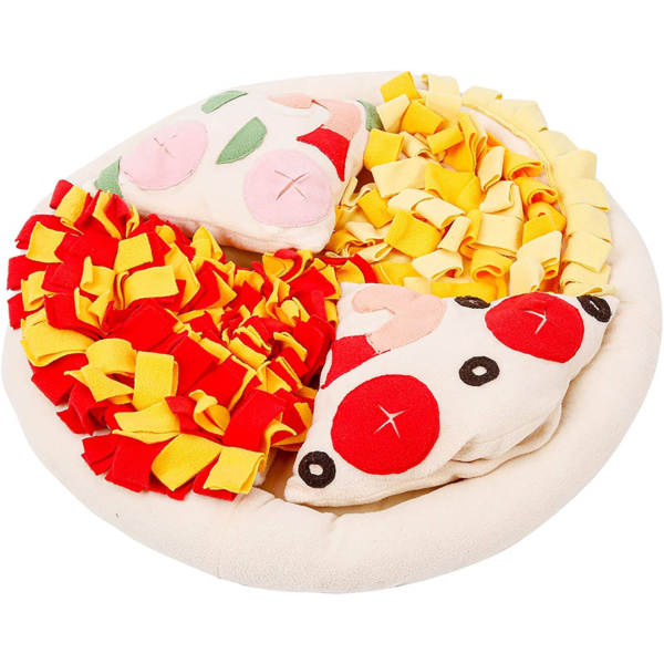 Snuffeldeken pizza snuffelmat snuffle mat pizza hond hersenwerk voerpuzzel voermat