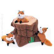 ZippyPaws Zippy paws burrow Boomstam boomstronk met vosjes Fox Stump hondenspeelgoed speelgoed hond puppy