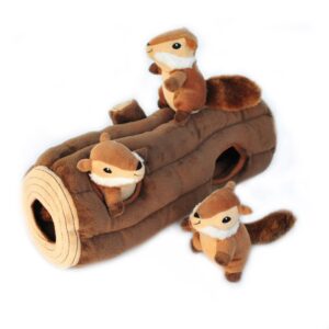 Zippypaws Zippy paws verstopknuffel verstop knuffel burrow burrows boomstam eekhoorntjes knuffel hond honden puppy