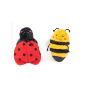 ZippyPaws Zippy Paws knuffel tuinieren Crinkle 2-pack Bee and Ladybug bij lieverheersbeestje hond