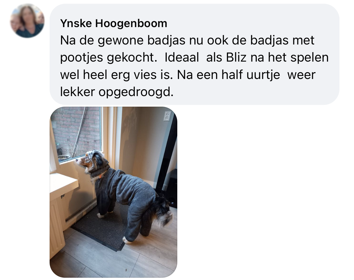 Ervaring badjas hond met lange pootjes