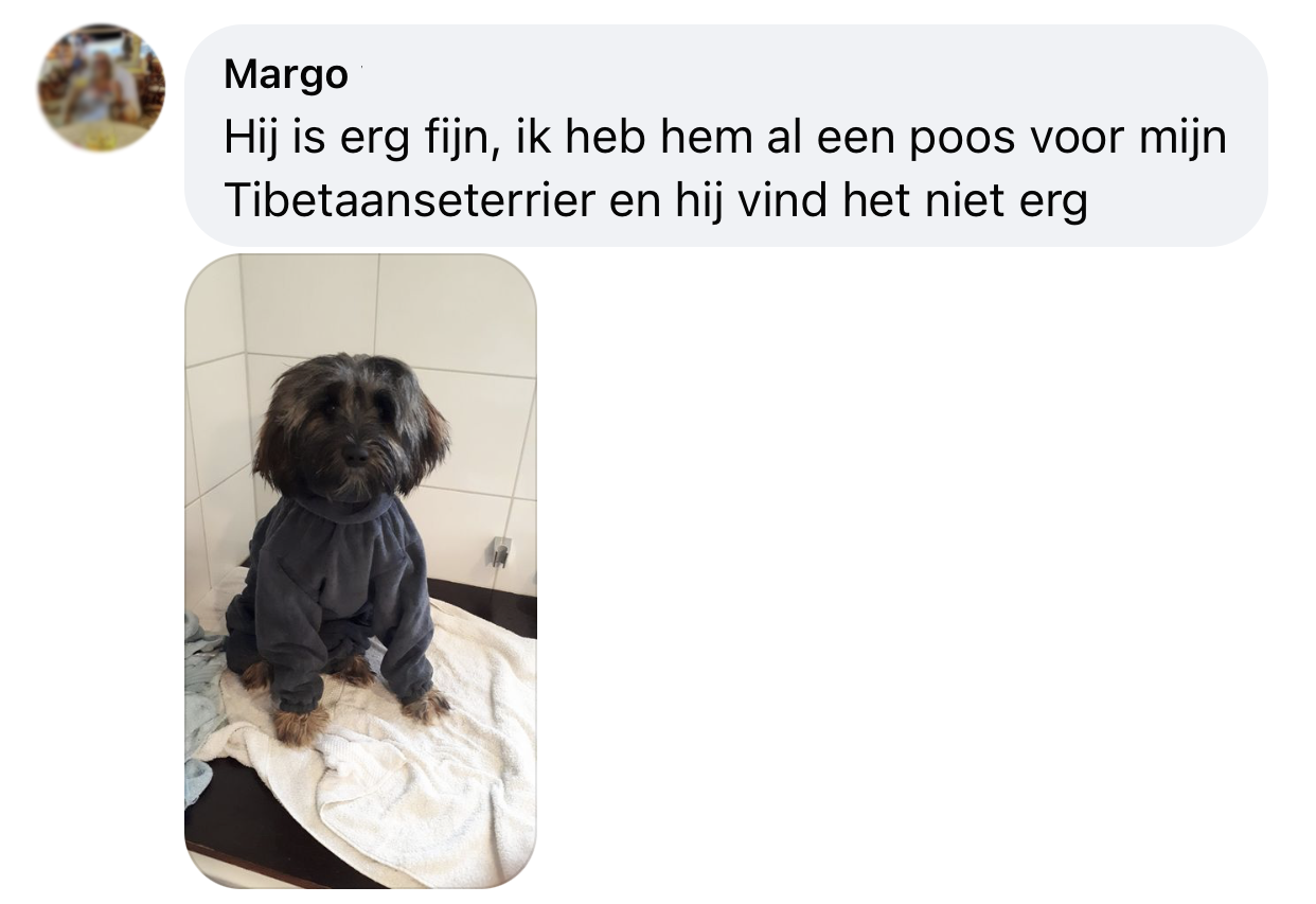 Groomcoat badjas hond hondenbadjas met mouwen poten ervaring