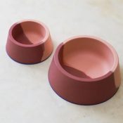 Melamine voerbak voor honden roze blauw twee