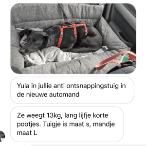 Anti ontsnappingstuigje hond en autostoel hond