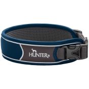 Hunter Divo brede zachte halsband collar grote klein hond mesh neopreen ademend buiten wandelen donkerblauw