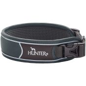 Hunter Divo brede zachte halsband collar grote klein hond mesh neopreen ademend buiten wandelen grijs