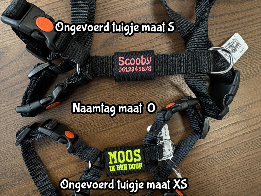 Naamtag naamlabel hond klein tuigje