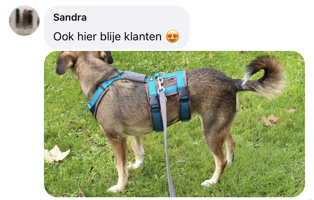 Tevreden klant tuig met naam