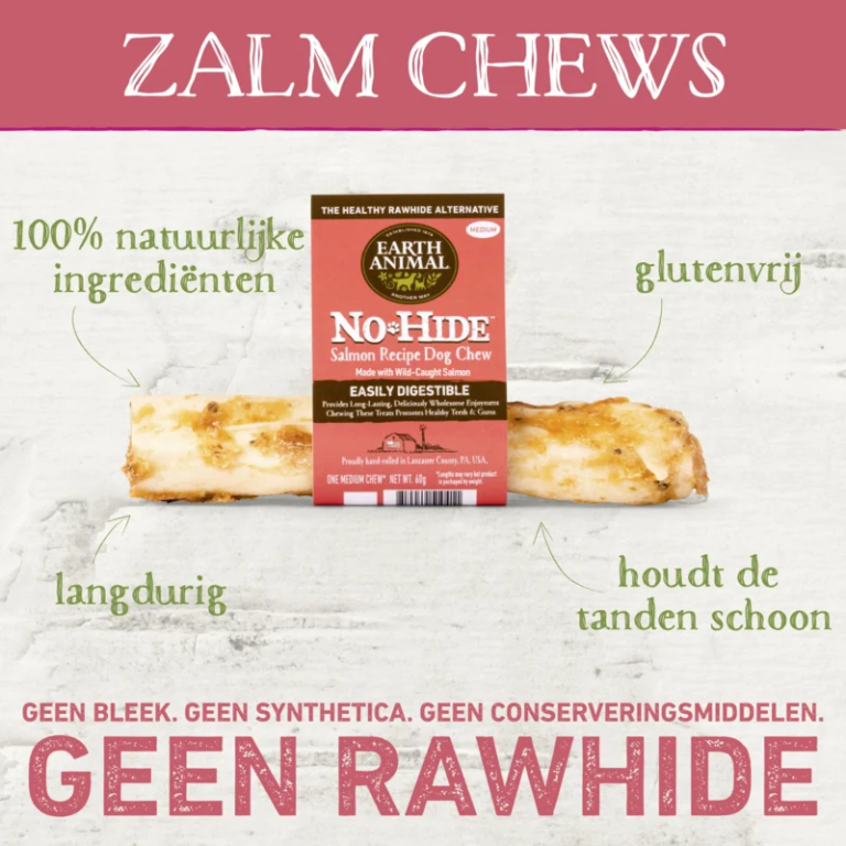 Earth Animal kauwstaven Hert & Zalm voor de hond