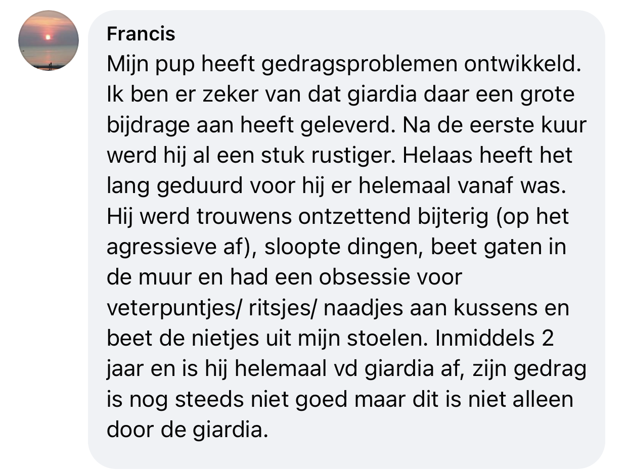 Gedragsproblemen hond giardia