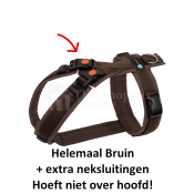 Anny X Open tuigje harnas met neksluitingen niet over hoofd kop hond bruin