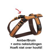 AnnyX Open harnas tuig niet over hoofd met 4 sluitingen halssluiting neksluiting amber bruin