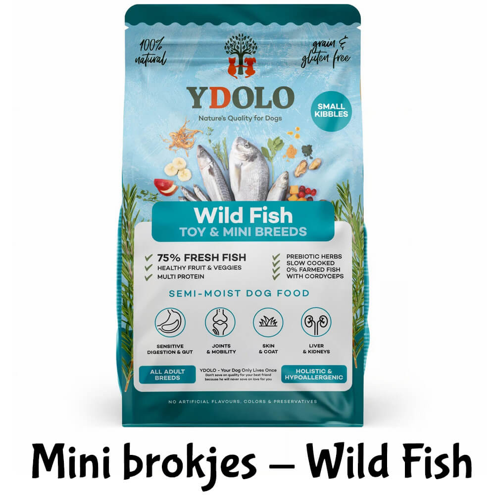 YDOLO hondenbrokken brokjes kleine hond mini wild fish vis aanbieding