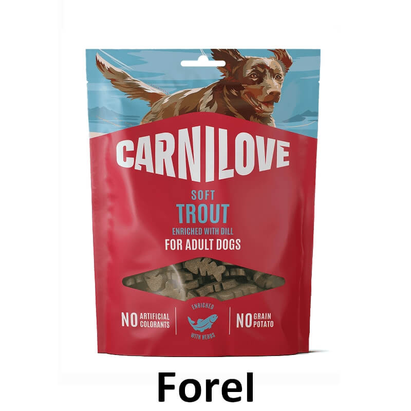 Carnilove soft trout zachte snoepjes koekjes hond Forel