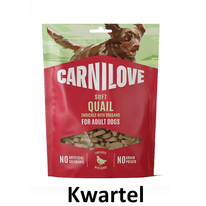Carnilove soft trout zachte snoepjes koekjes hond kwartel