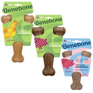 Nylabone nylon plastic bot Benebone Wishbone hond