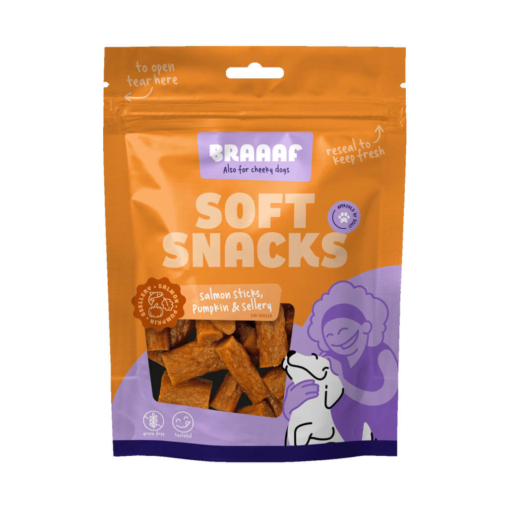 Braaaf Soft Snack met Zalm pompoen en selderij