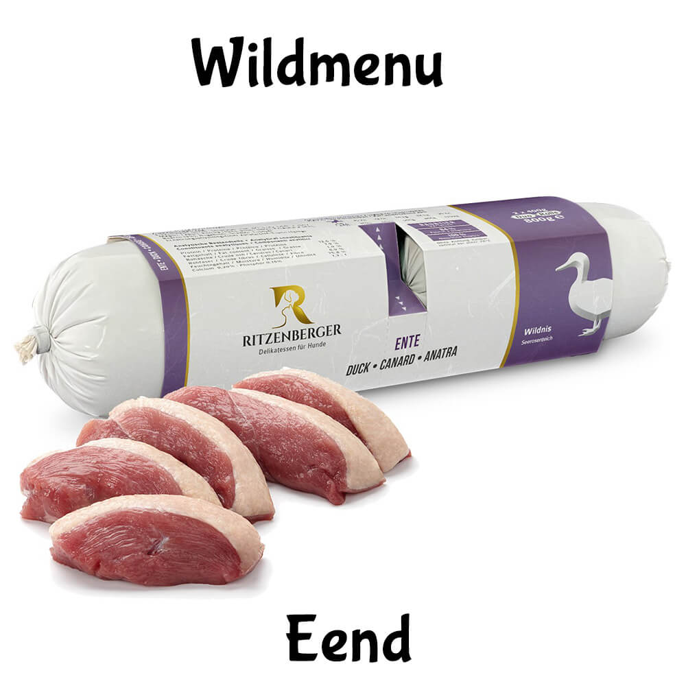 Ritzenberger hond vlees worst wild eend
