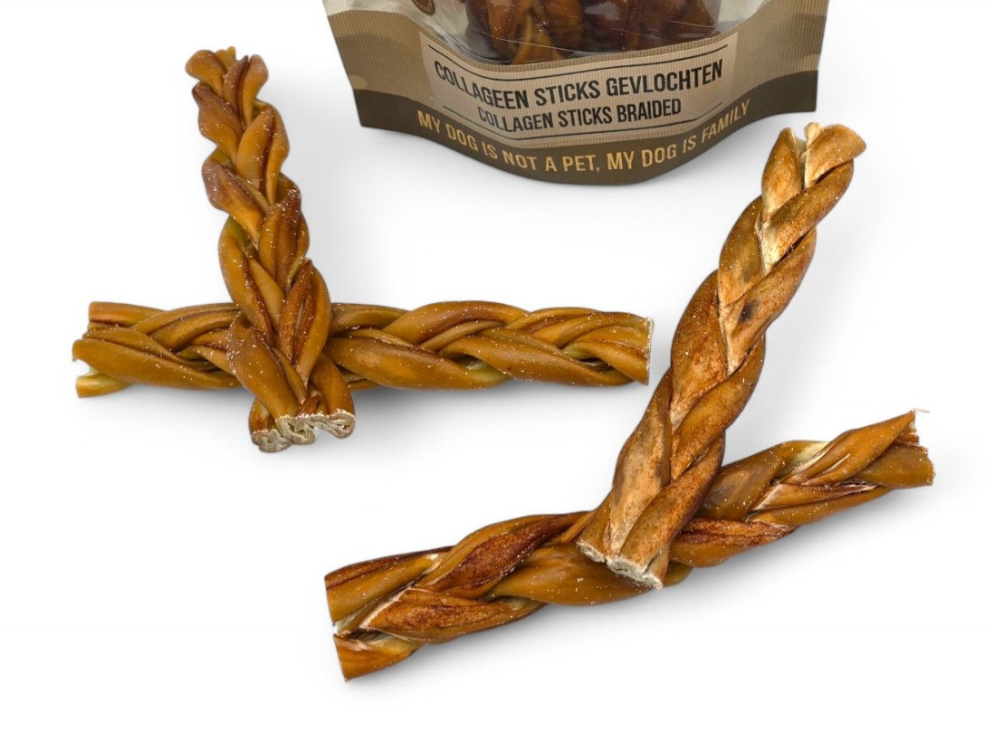 Natuurlijke Harde Kauwsnack - Gevlochten Collageen Sticks - Afbeelding 2